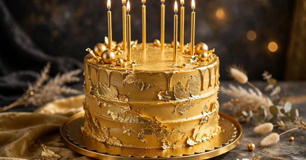Golden Birthday Cake Celebration Captions